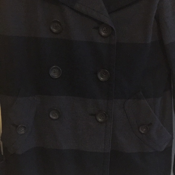 Gap blue & grey gray striped pea coat - Picture 2 of 6